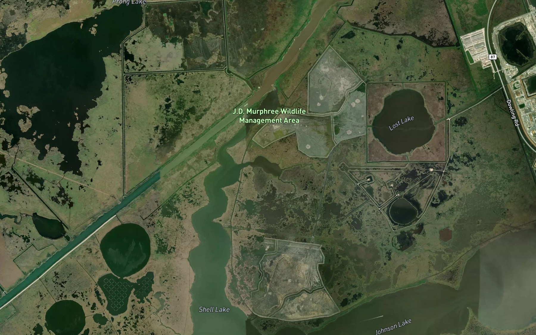 Satellite map of the Crane Bayou