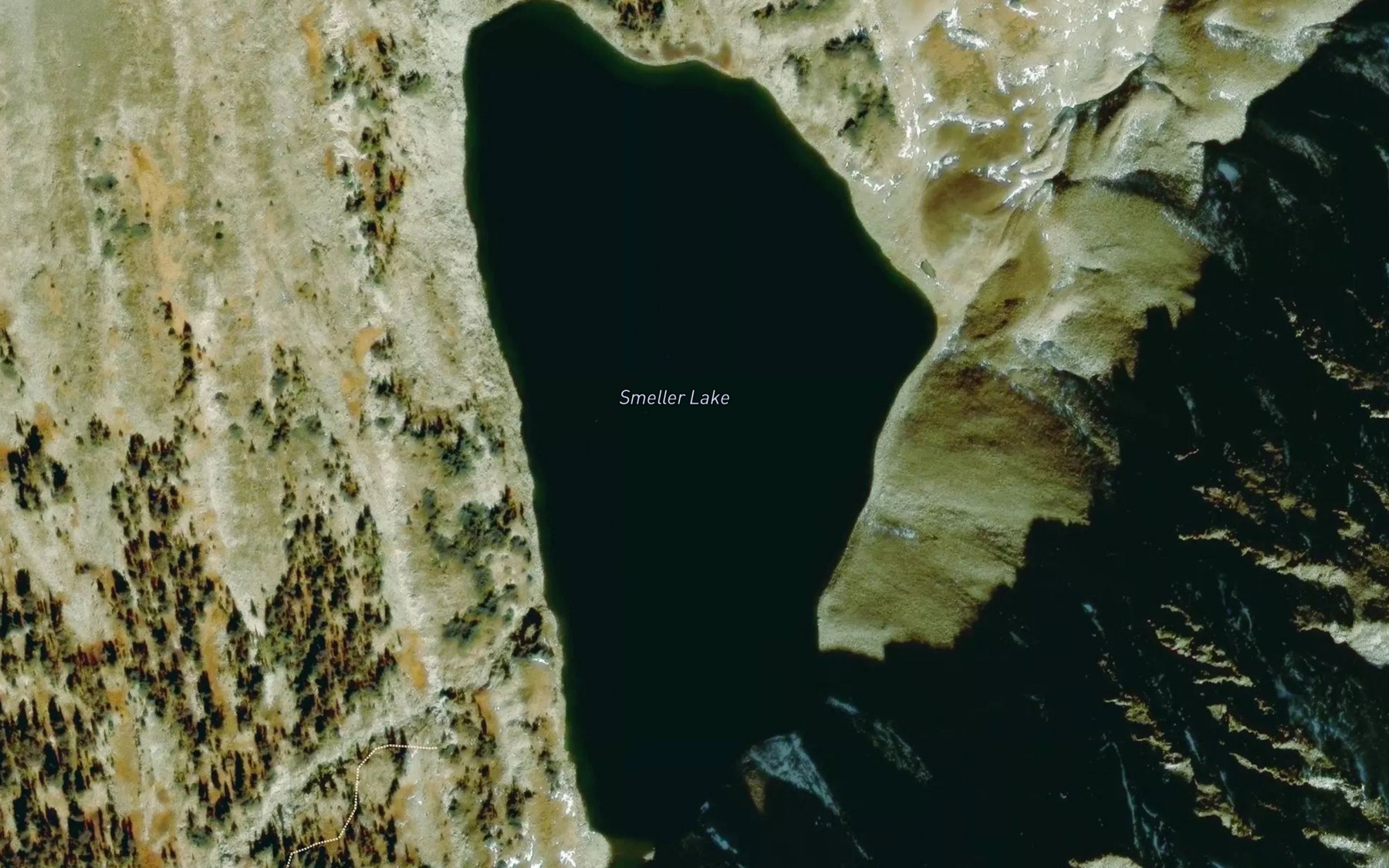 Satellite map of the Smeller Lake