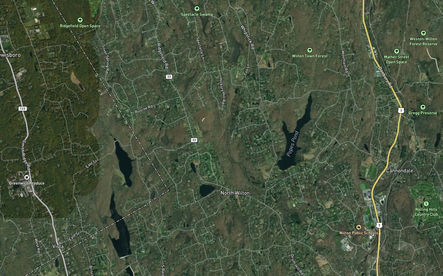 Satellite map of the East Branch Comstock Brook