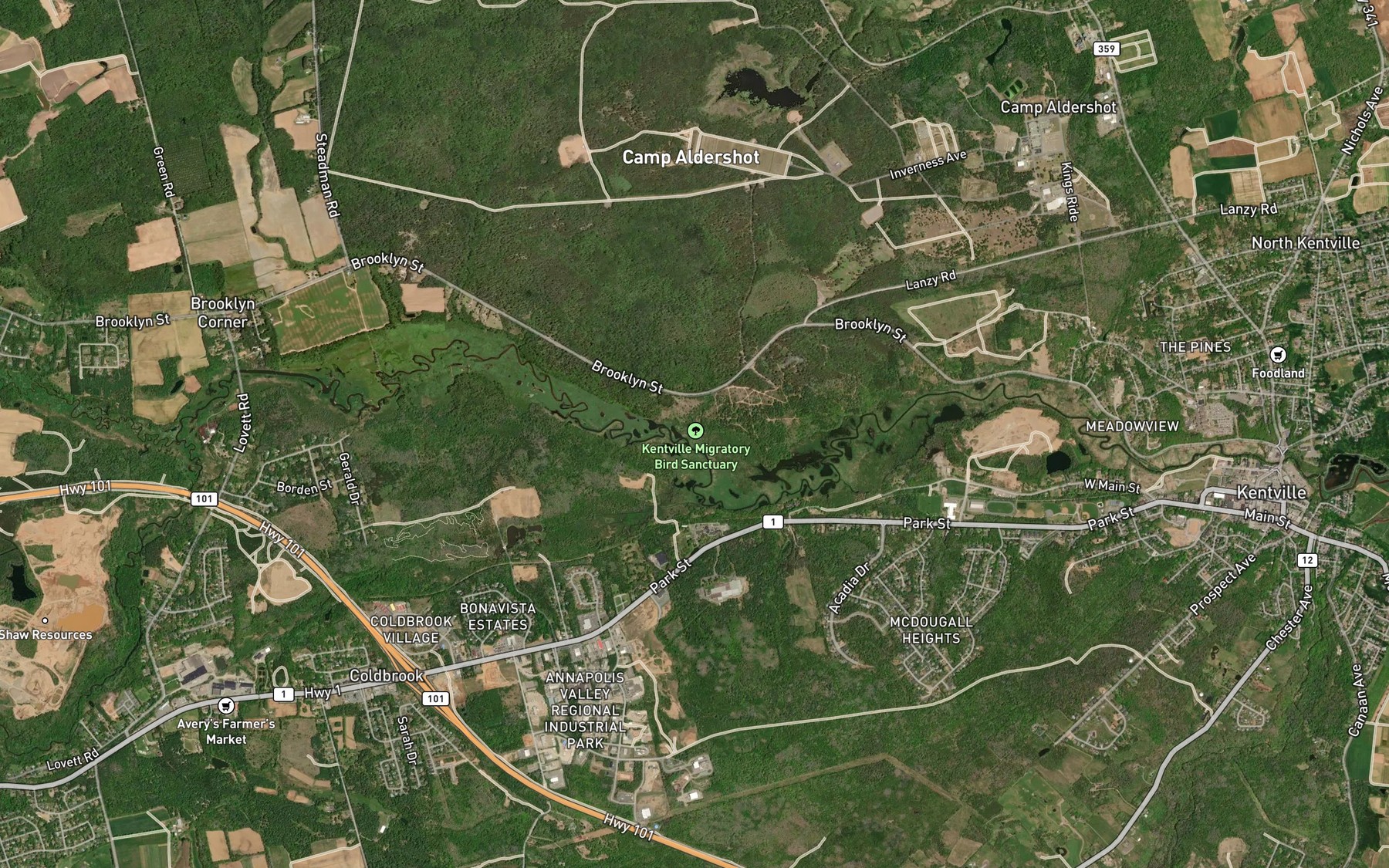 Satellite map of the Porter Brook