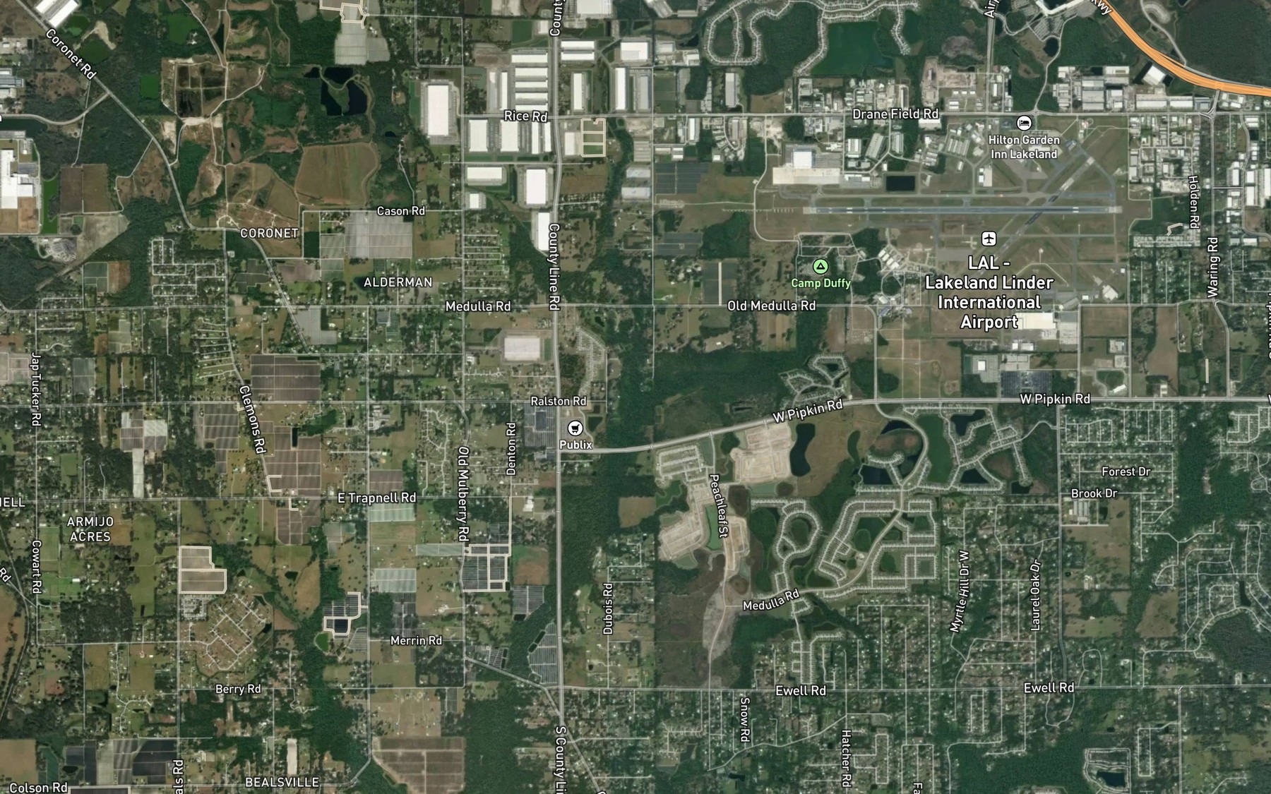 Satellite map of the Morgan Creek