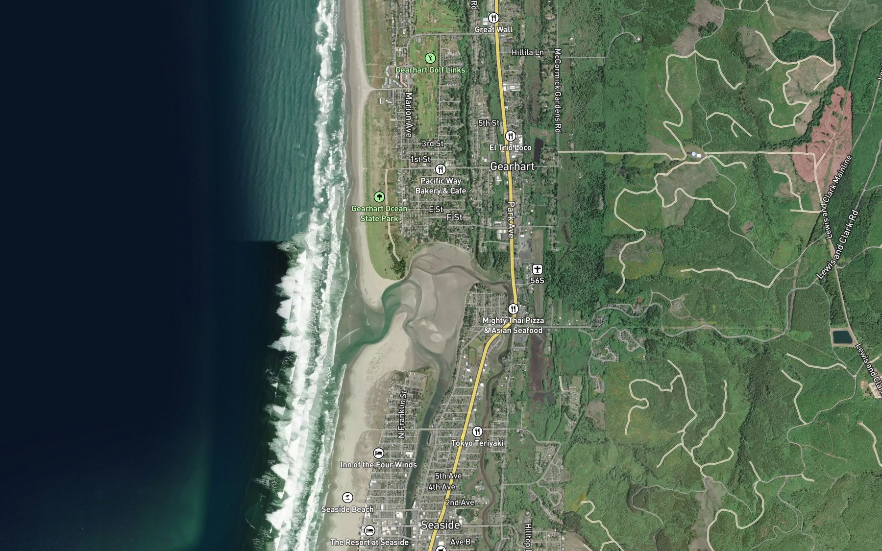 Satellite map of the Neawanna Creek