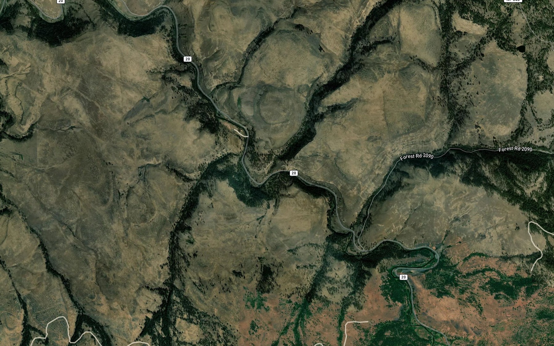 Satellite map of the Huckleberry Creek