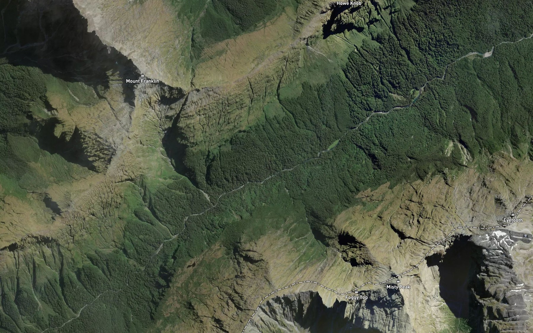 Satellite map of the Ngatau River