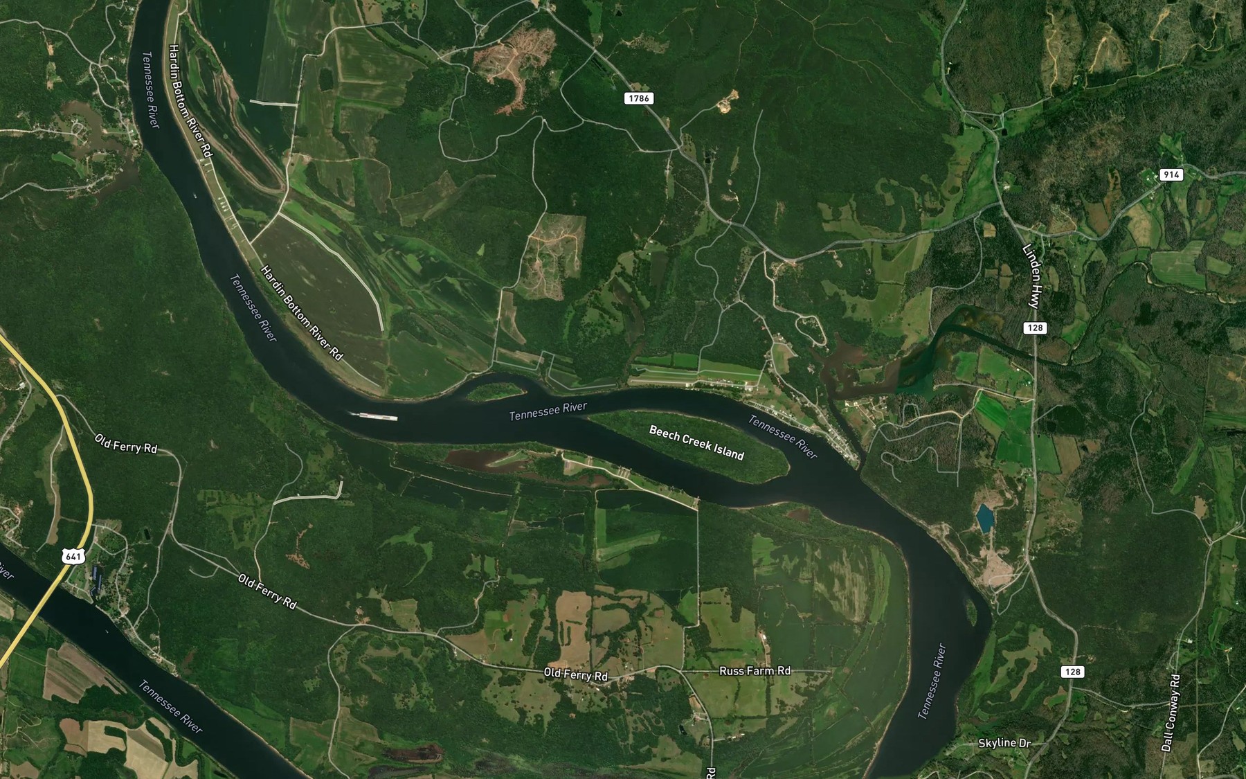 Satellite map of the Thompson Branch