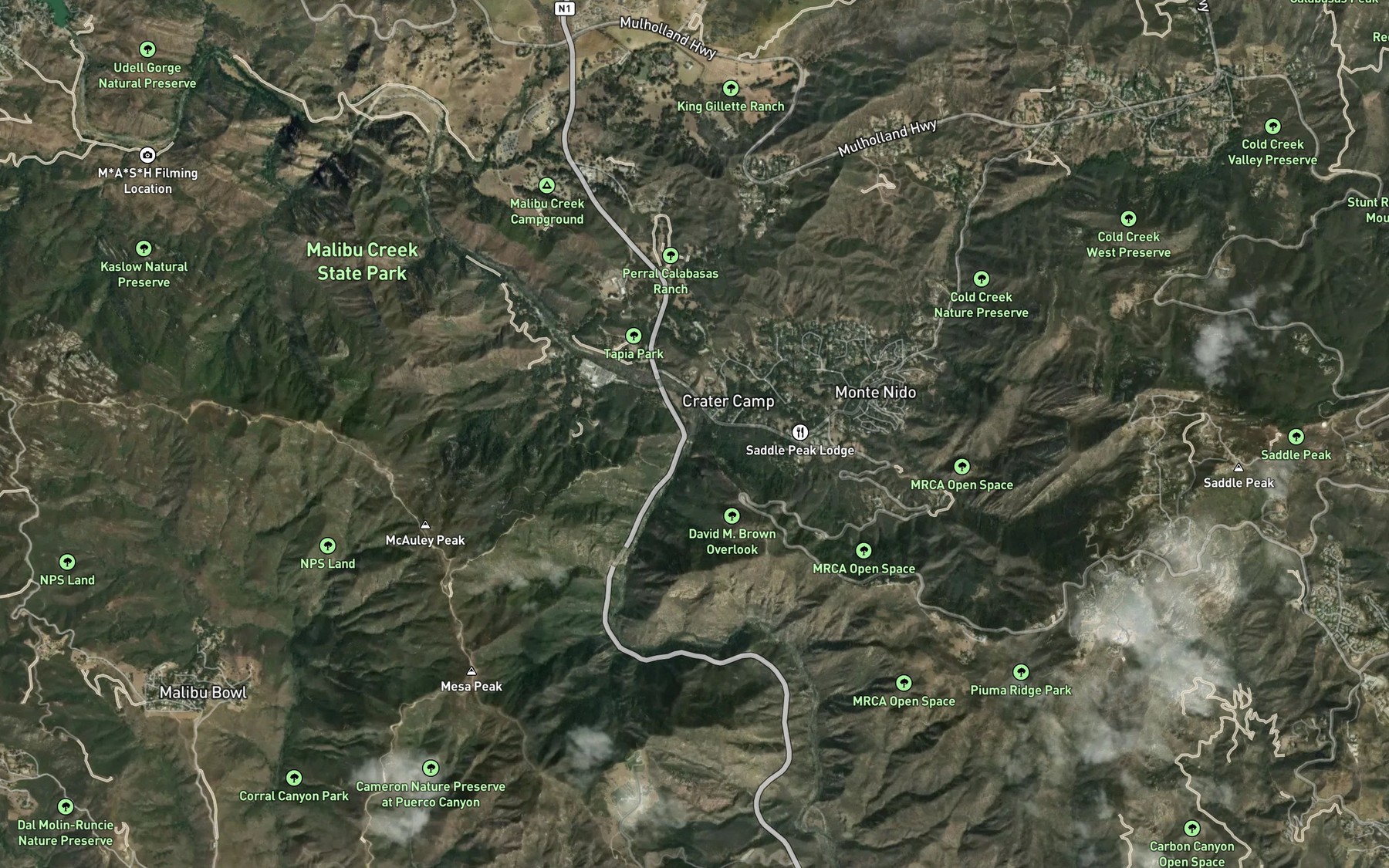 Satellite map of the Cold Creek
