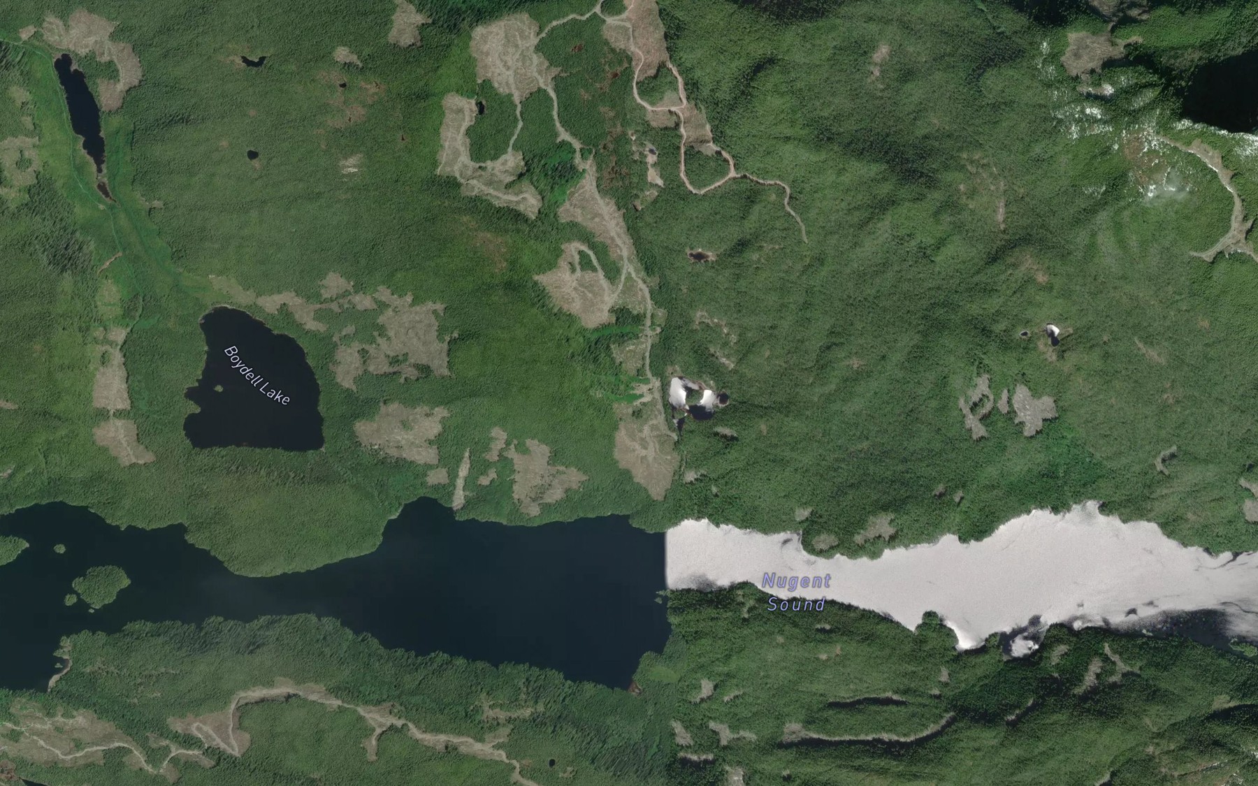 Satellite map of the Nugent Sound