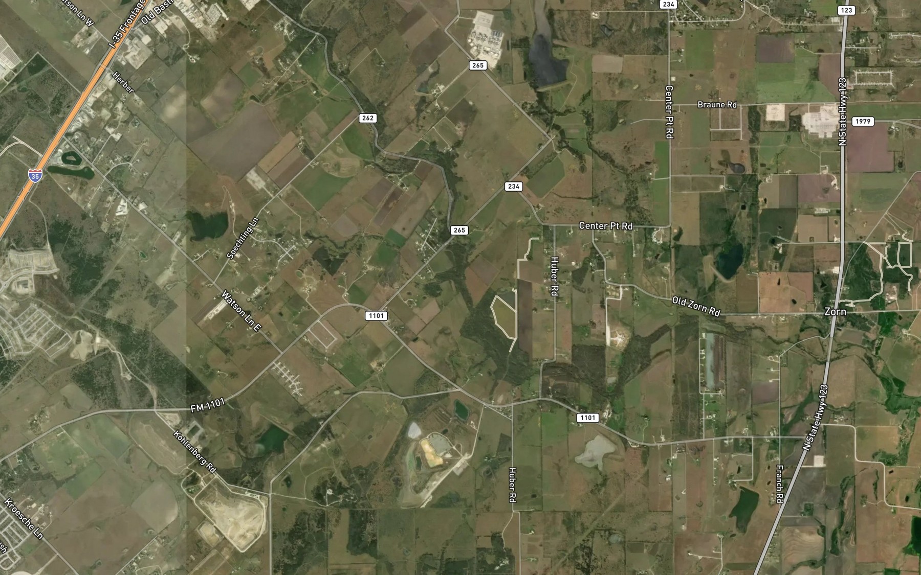 Satellite map of the Water Hole Creek