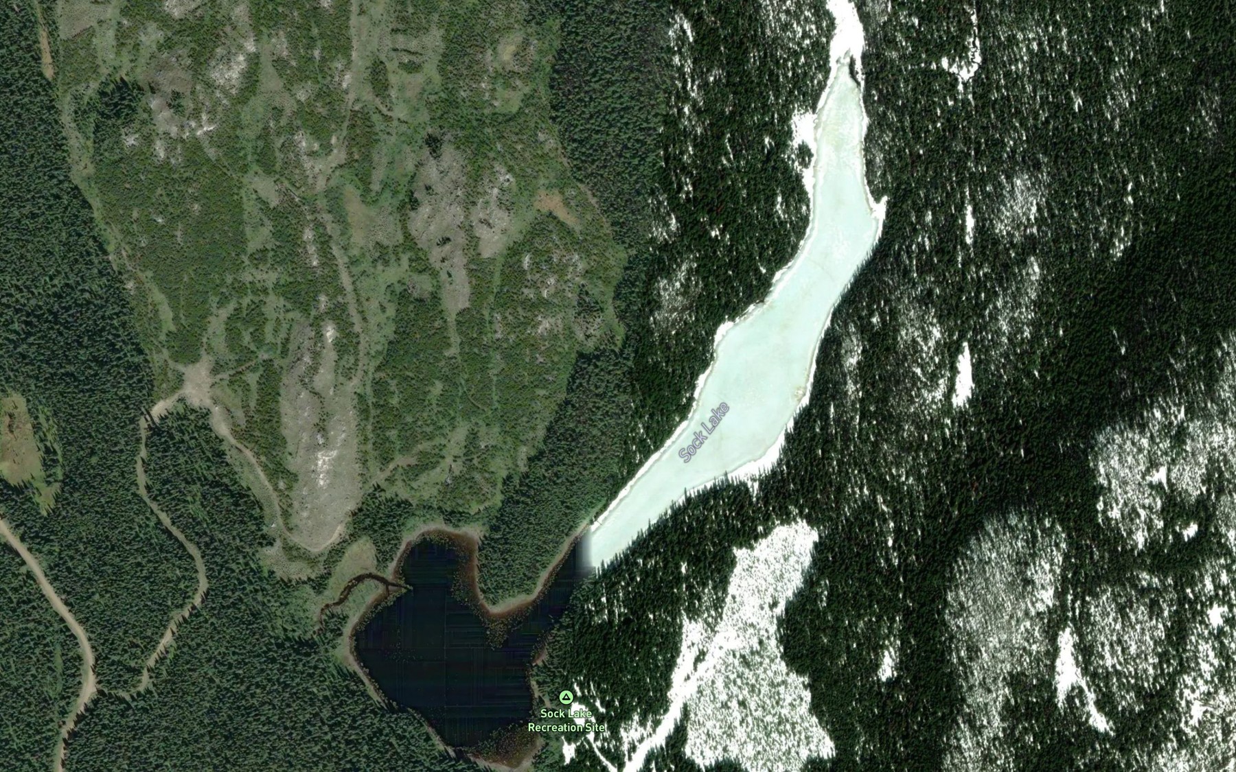 Satellite map of the Sock Lake