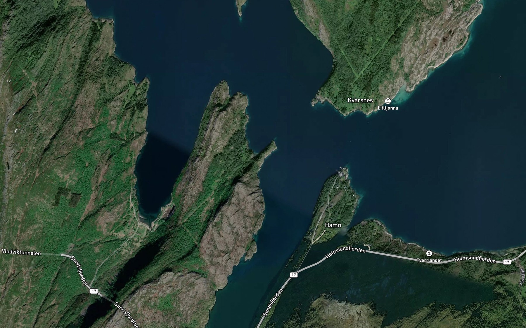 Satellite map of the Sundsfjordelva