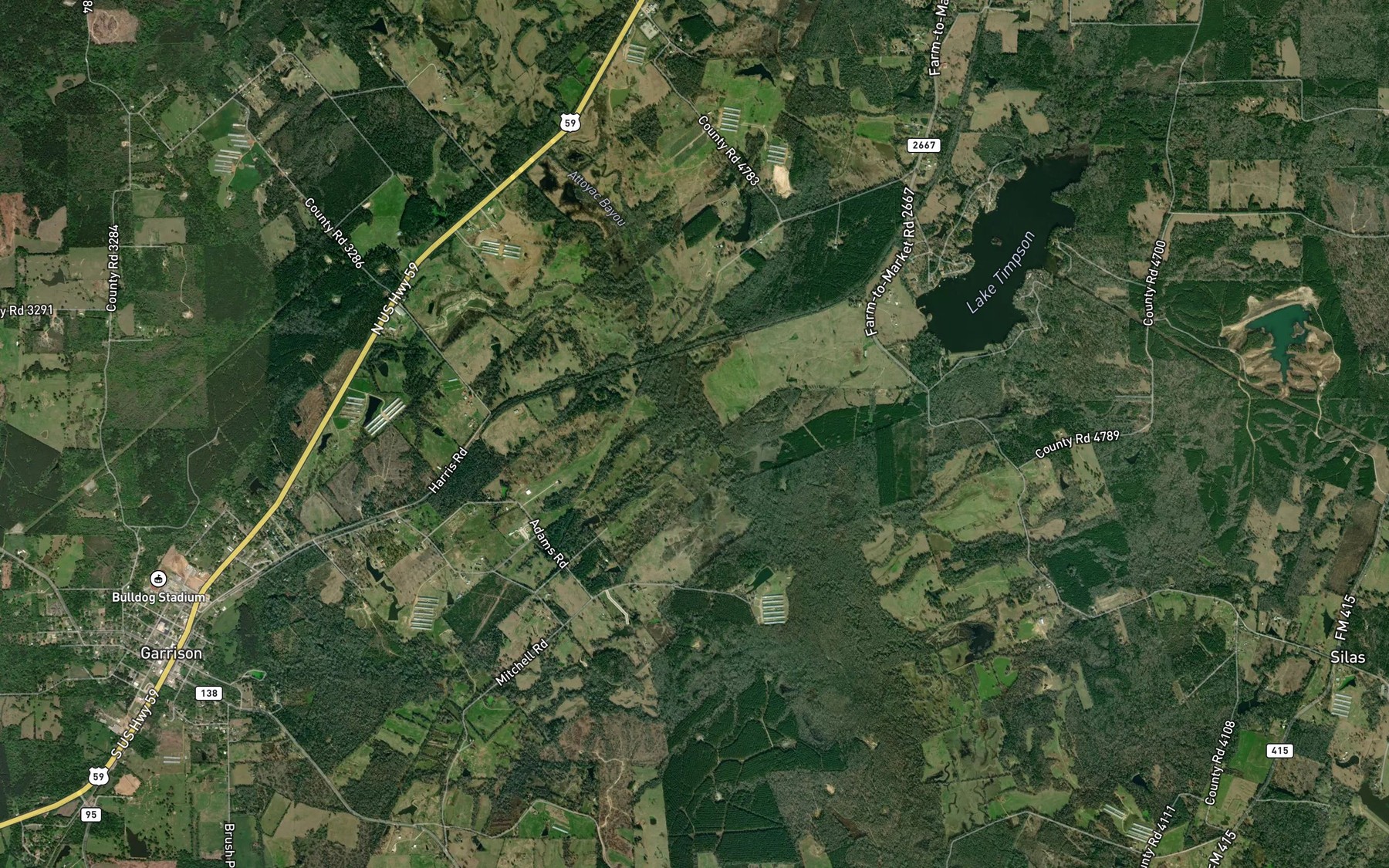 Satellite map of the Hardage Creek