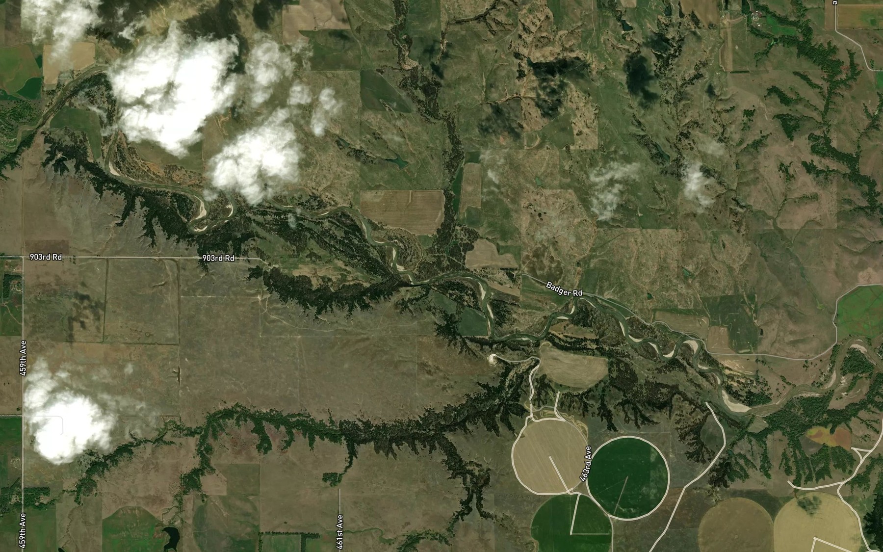 Satellite map of the Alkali Creek