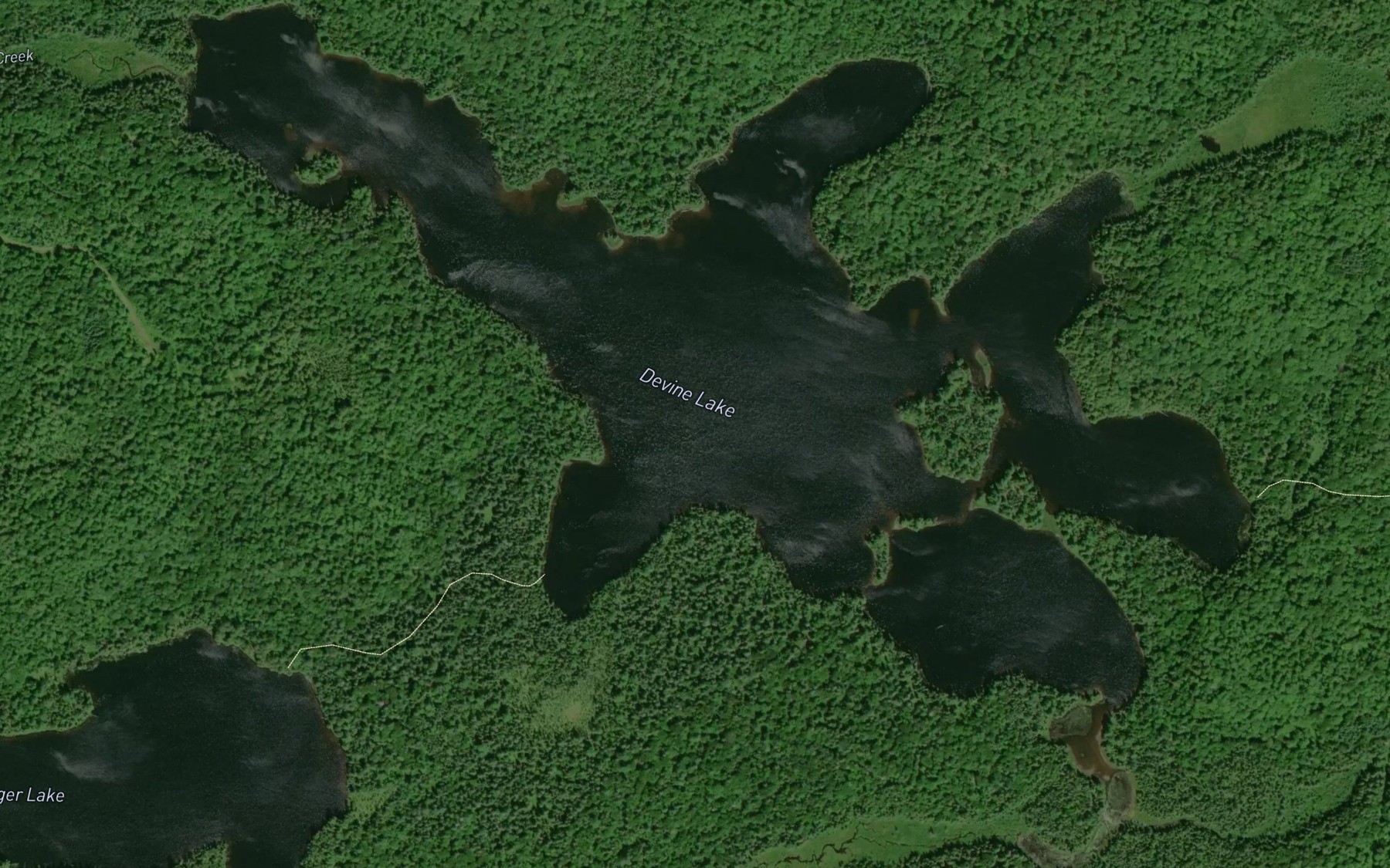 Satellite map of the Devine Lake