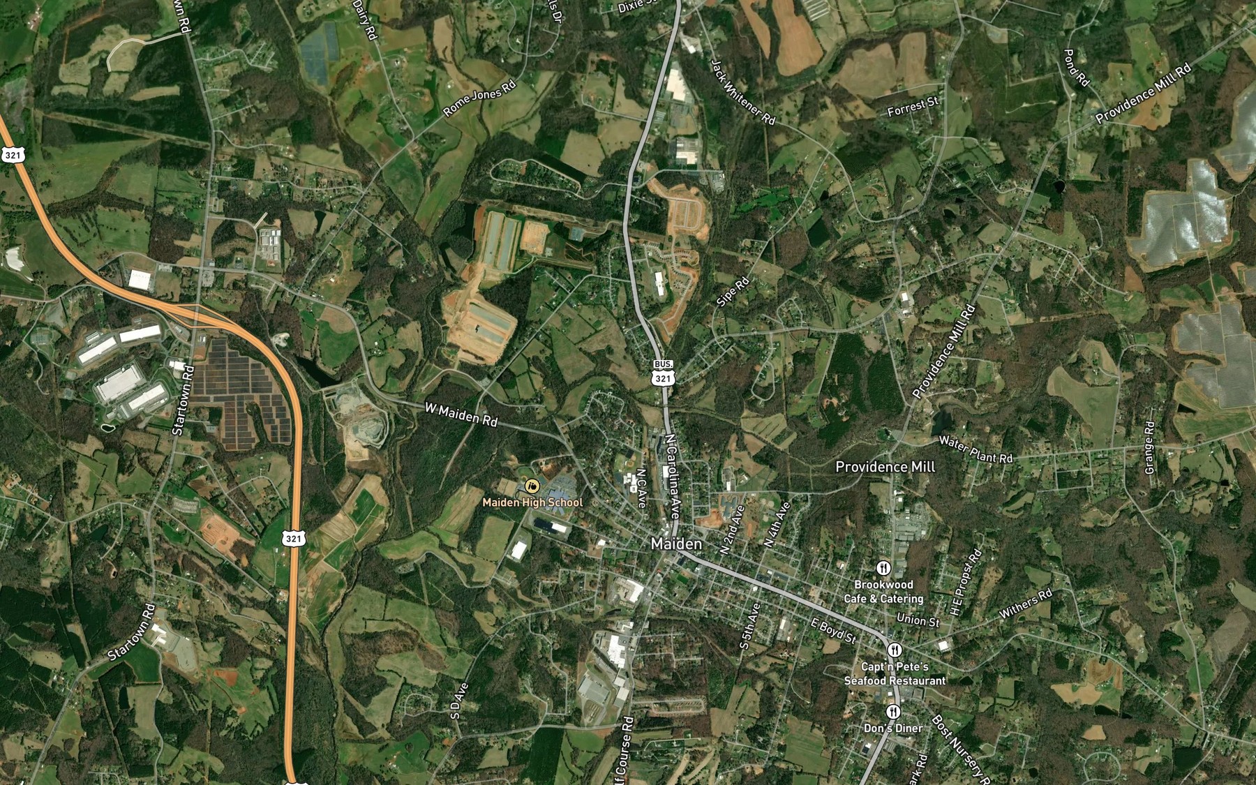 Satellite map of the Maiden Creek