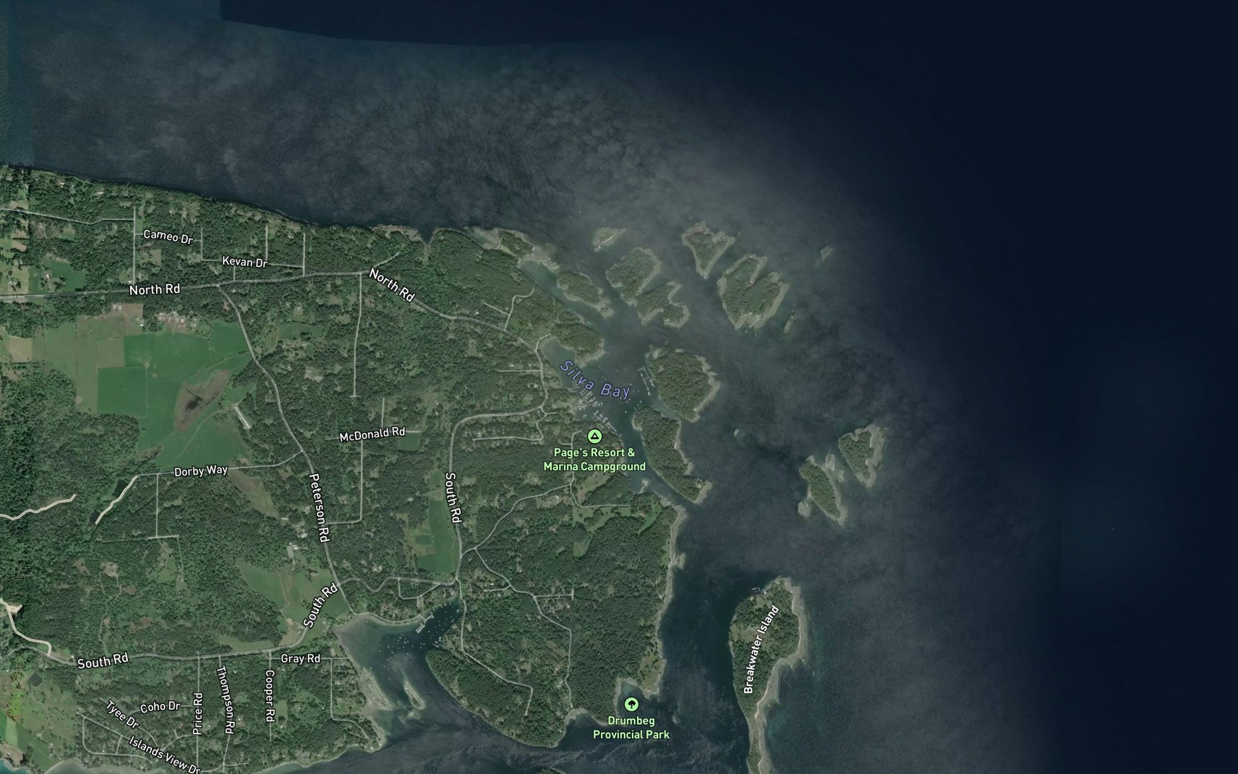 Satellite map of the Silva Bay