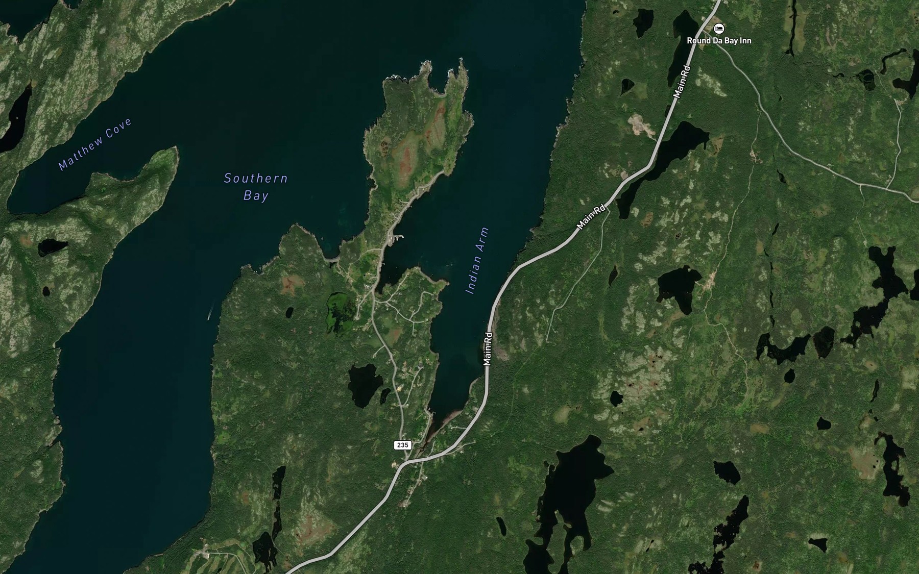 Satellite map of the Indian Arm