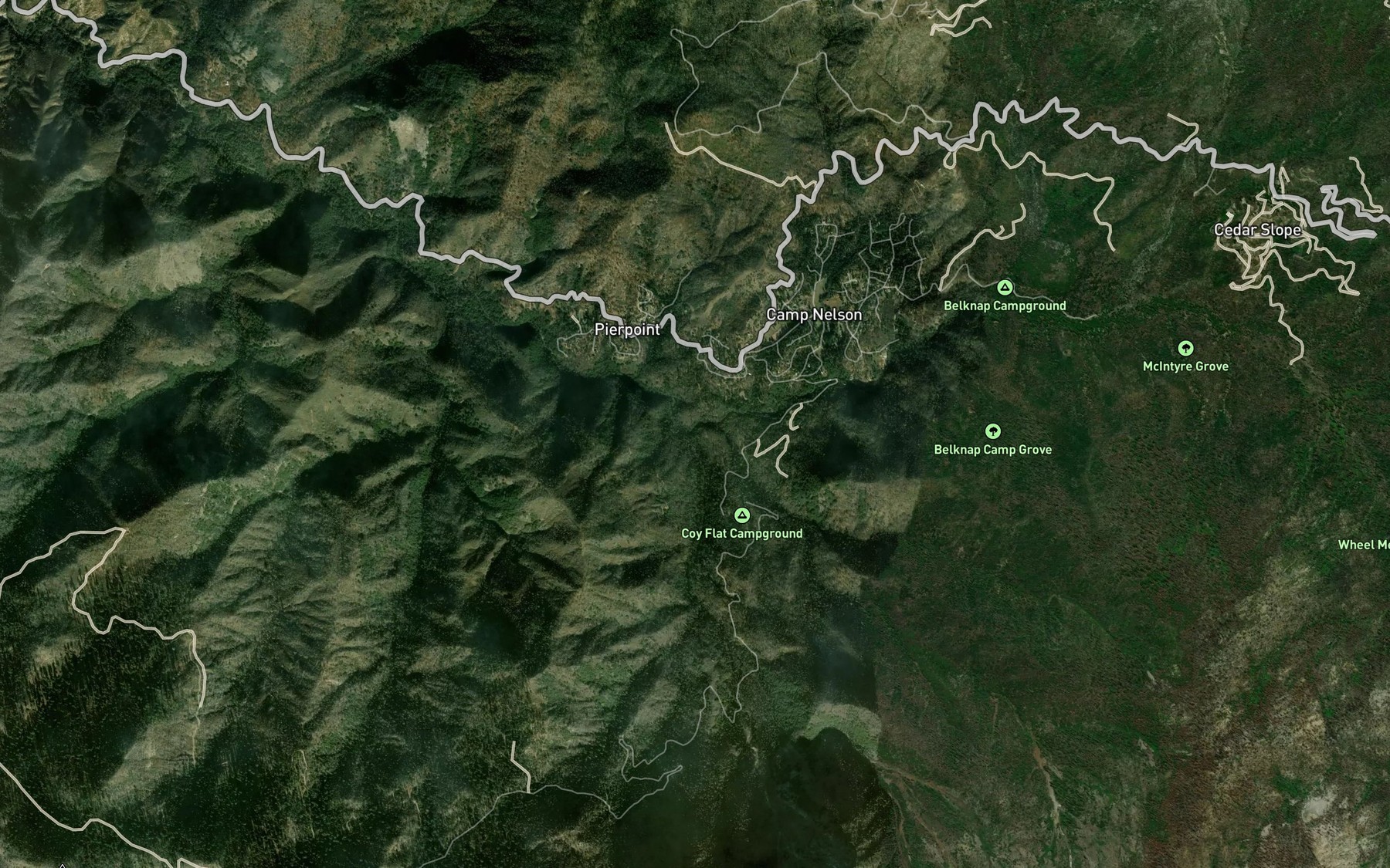 Satellite map of the Coy Creek