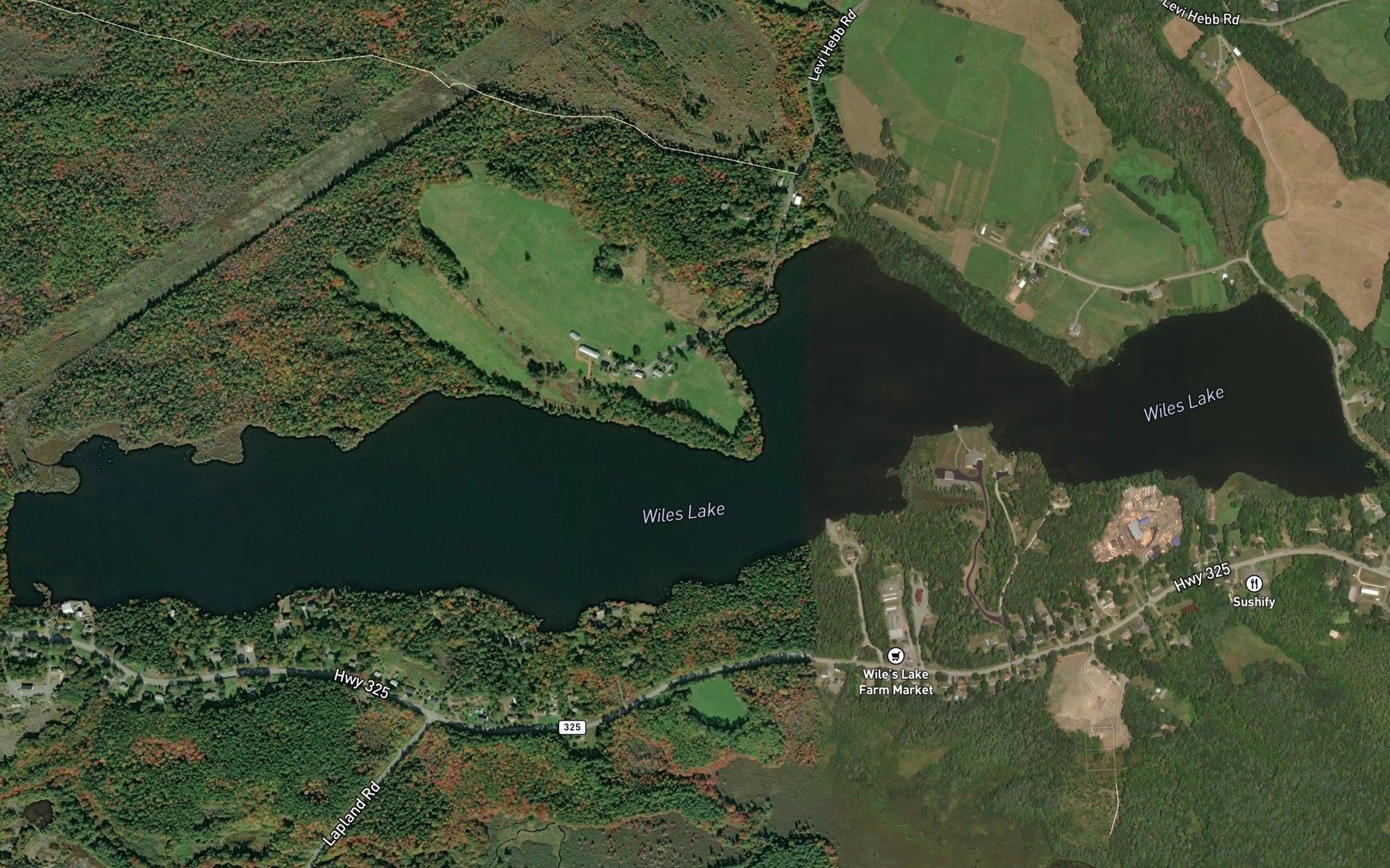 Satellite map of the Wiles Lake