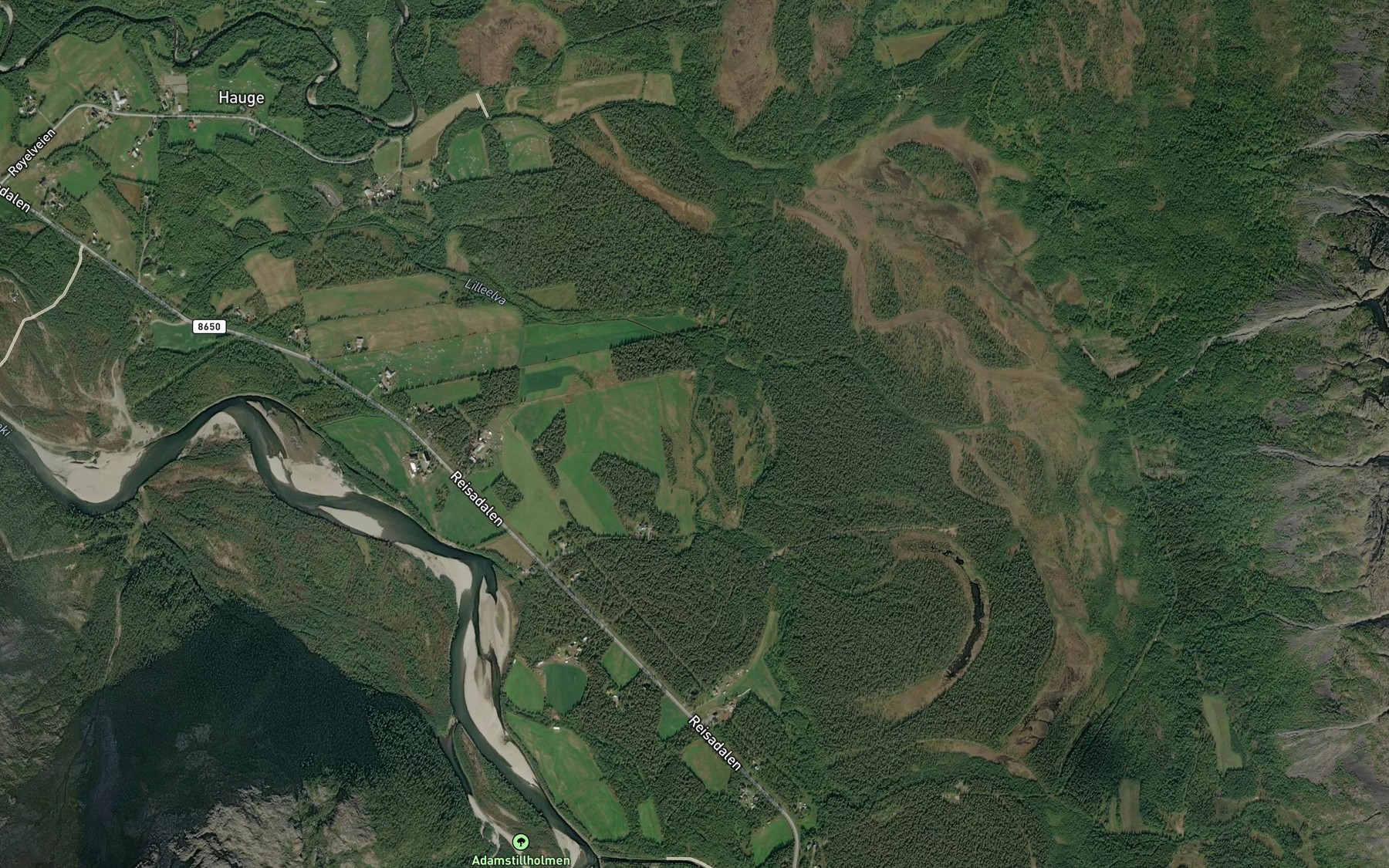 Satellite map of the Jervibekken