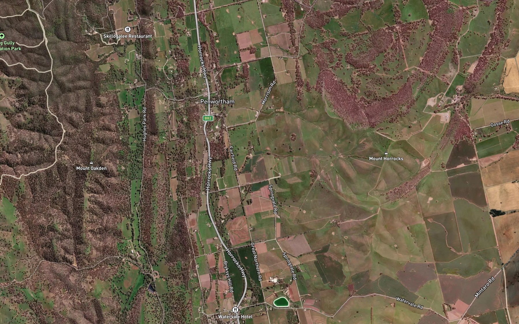 Satellite map of the Skillogalee Creek