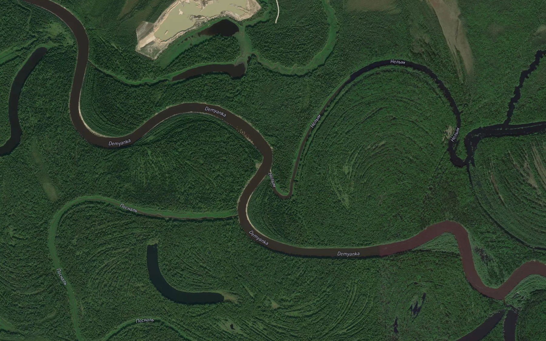 Satellite map of the Nelym