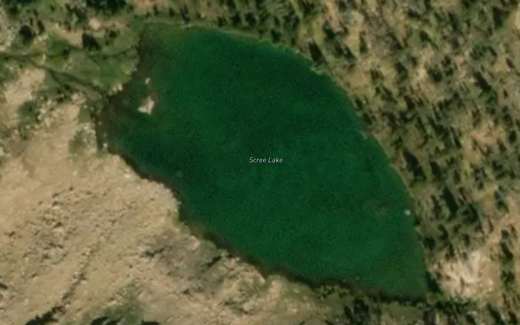 Satellite map of the Scree Lake