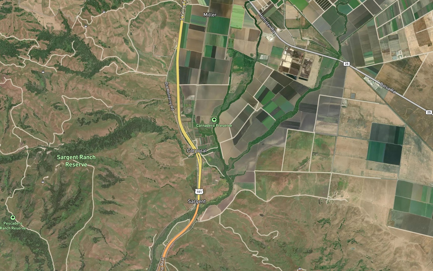 Satellite map of the Tick Creek