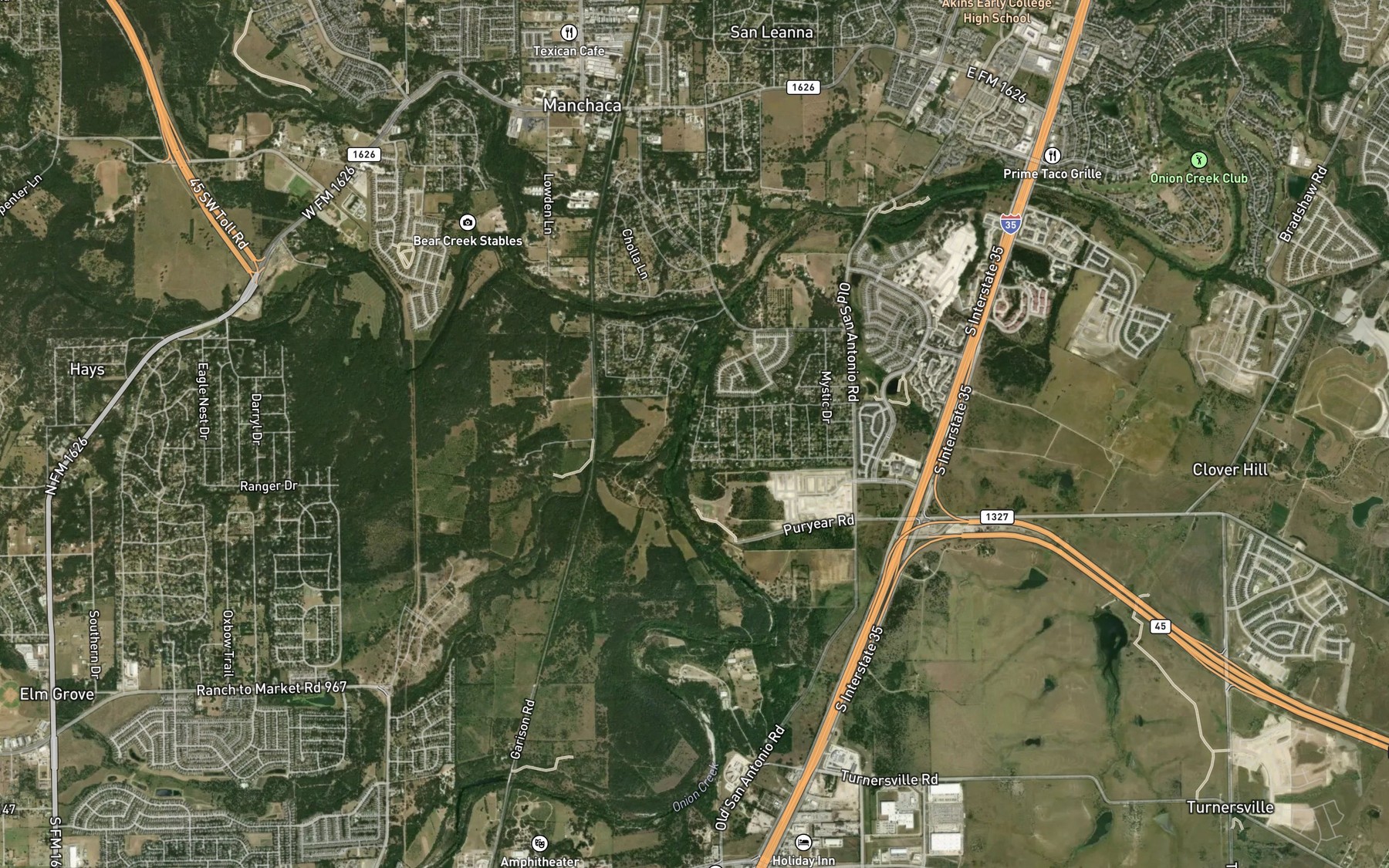 Satellite map of the Garlic Creek