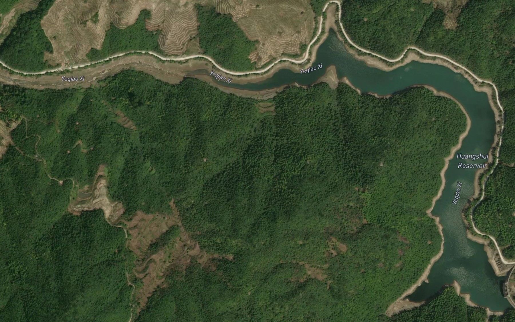 Satellite map of the Huangshui Shuiku