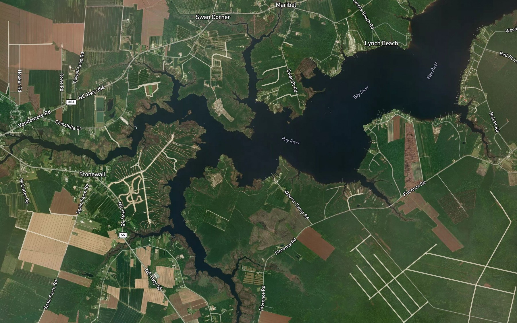 Satellite map of the Swindell Bay