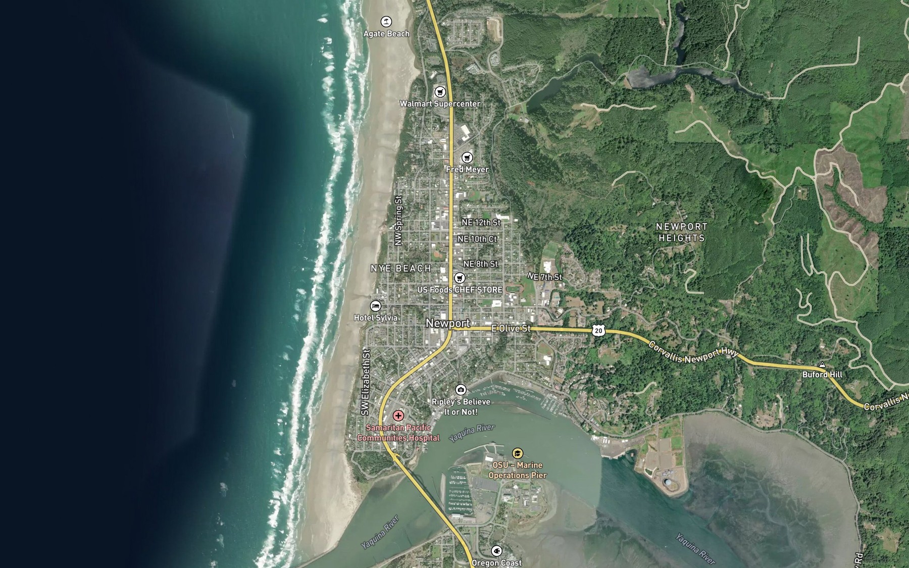 Satellite map of the Bains Creek