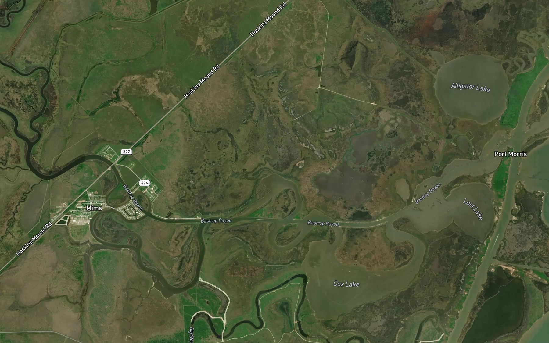 Satellite map of the Middle Bayou