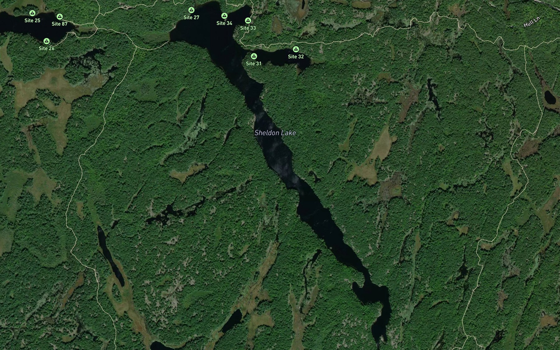 Satellite map of the Sheldon Lake