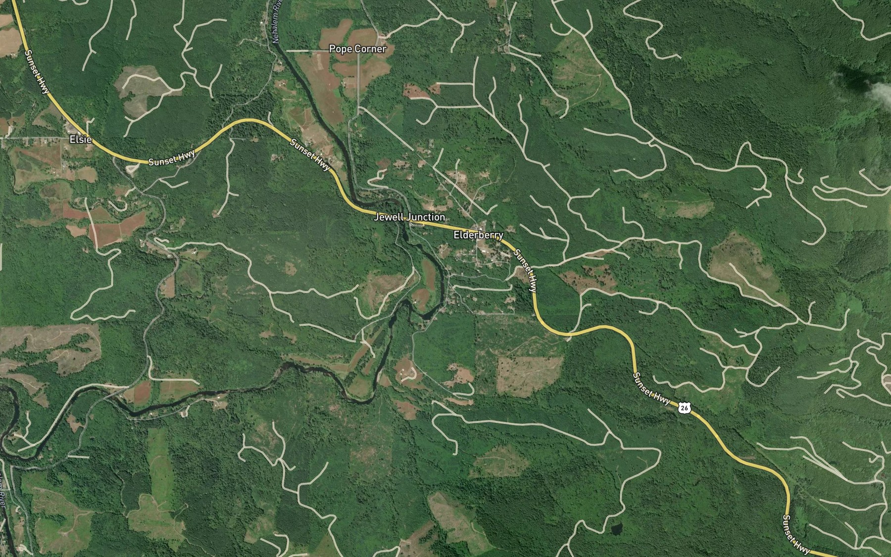 Satellite map of the Osweg Creek