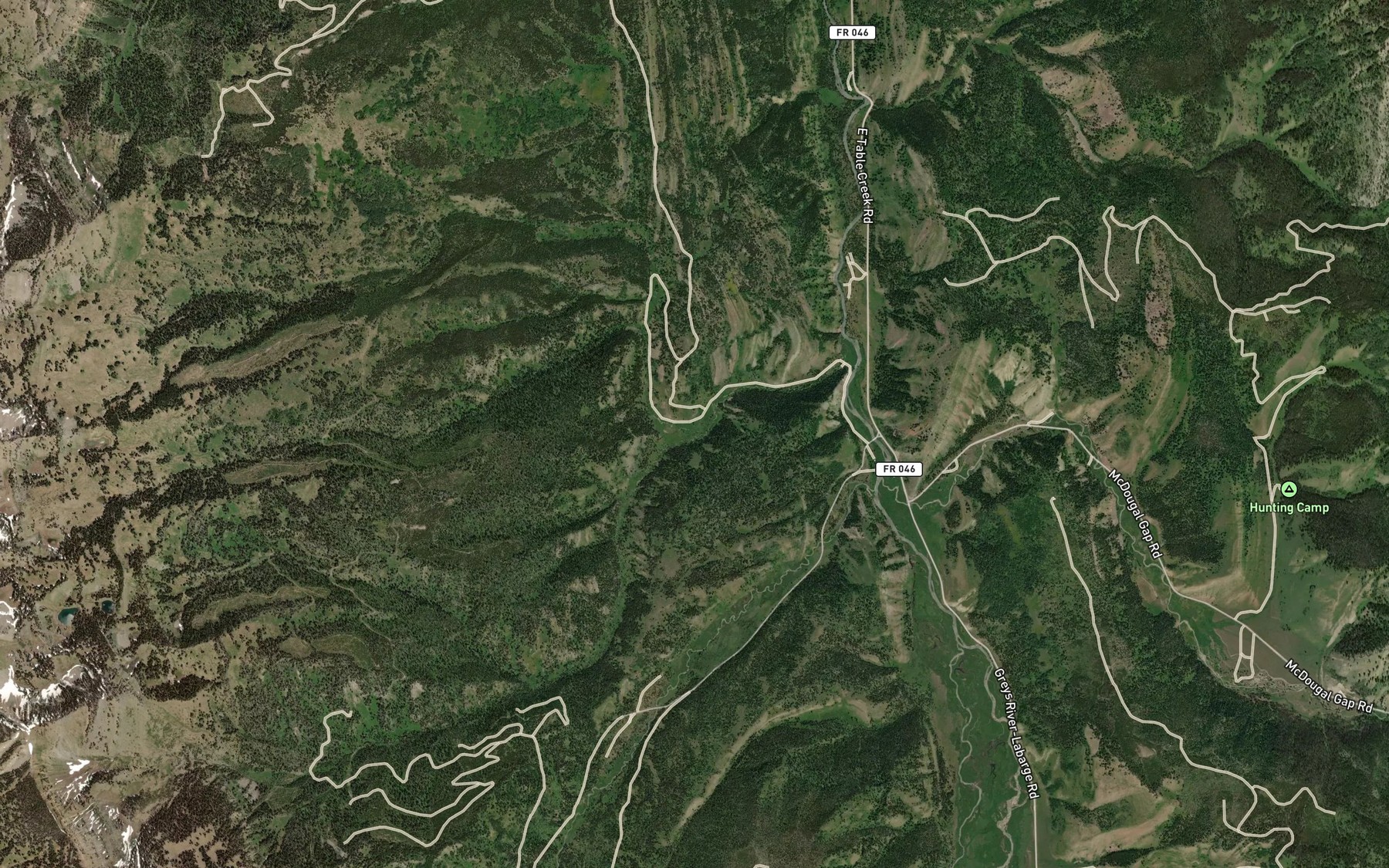Satellite map of the Lower Cabin Creek