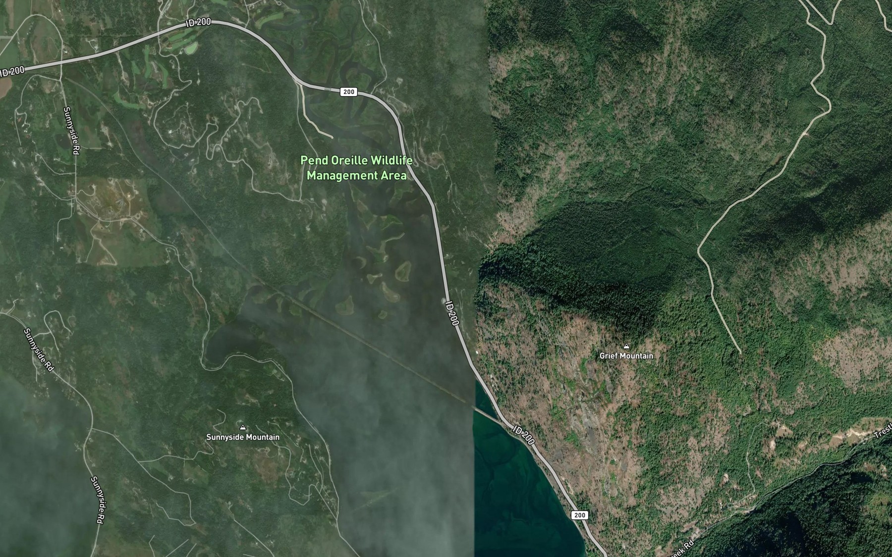 Satellite map of the Kirby Creek