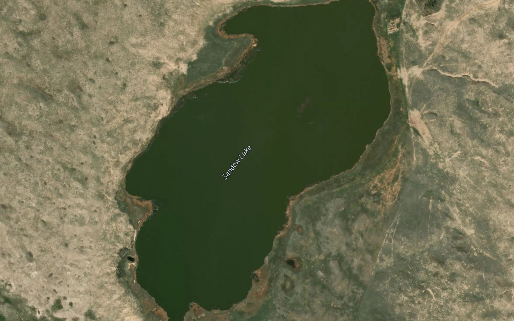 Satellite map of the Sandow Lake