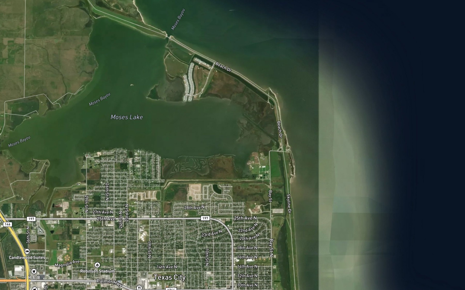 Satellite map of the Windmill Bayou