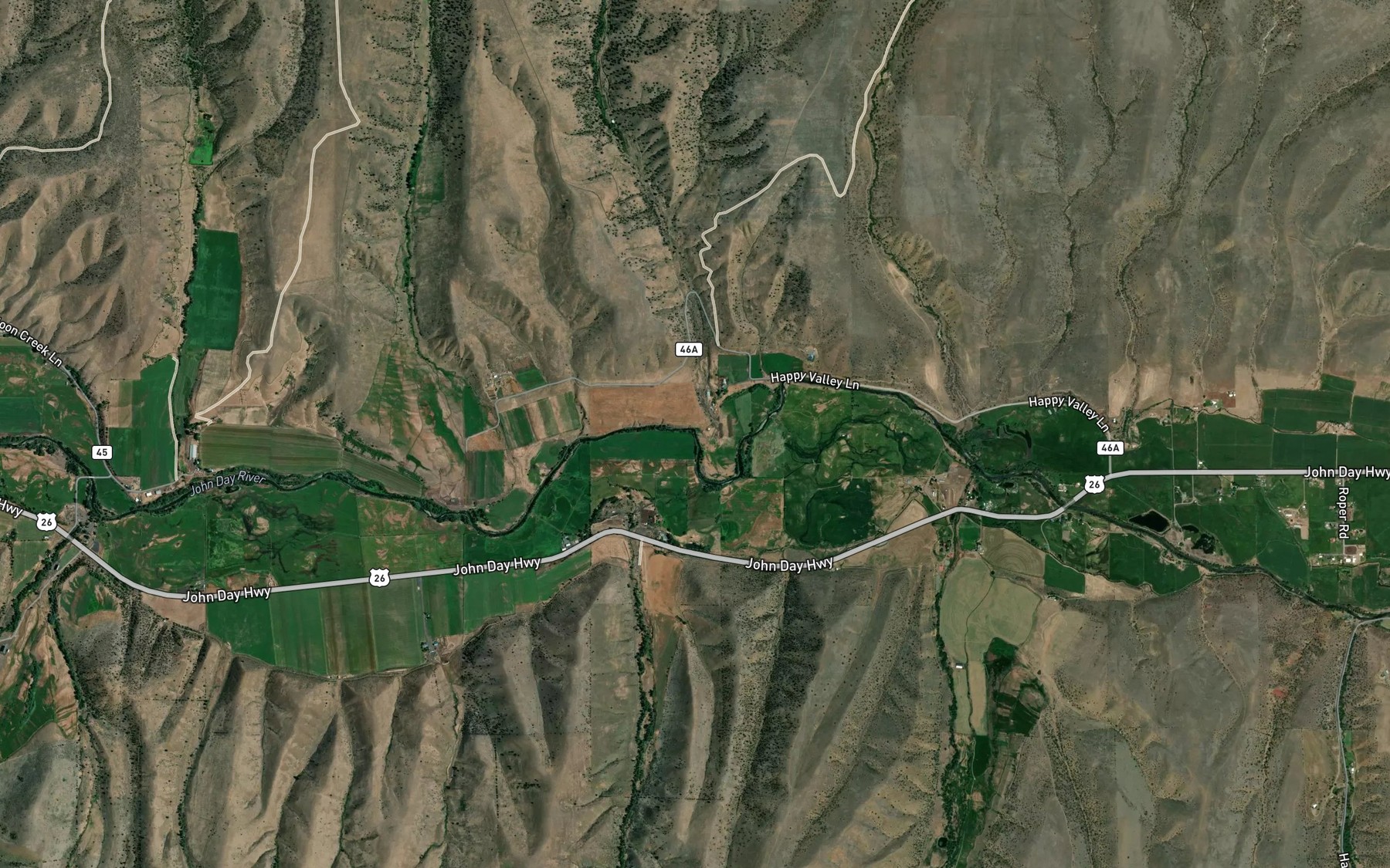 Satellite map of the Damon Creek