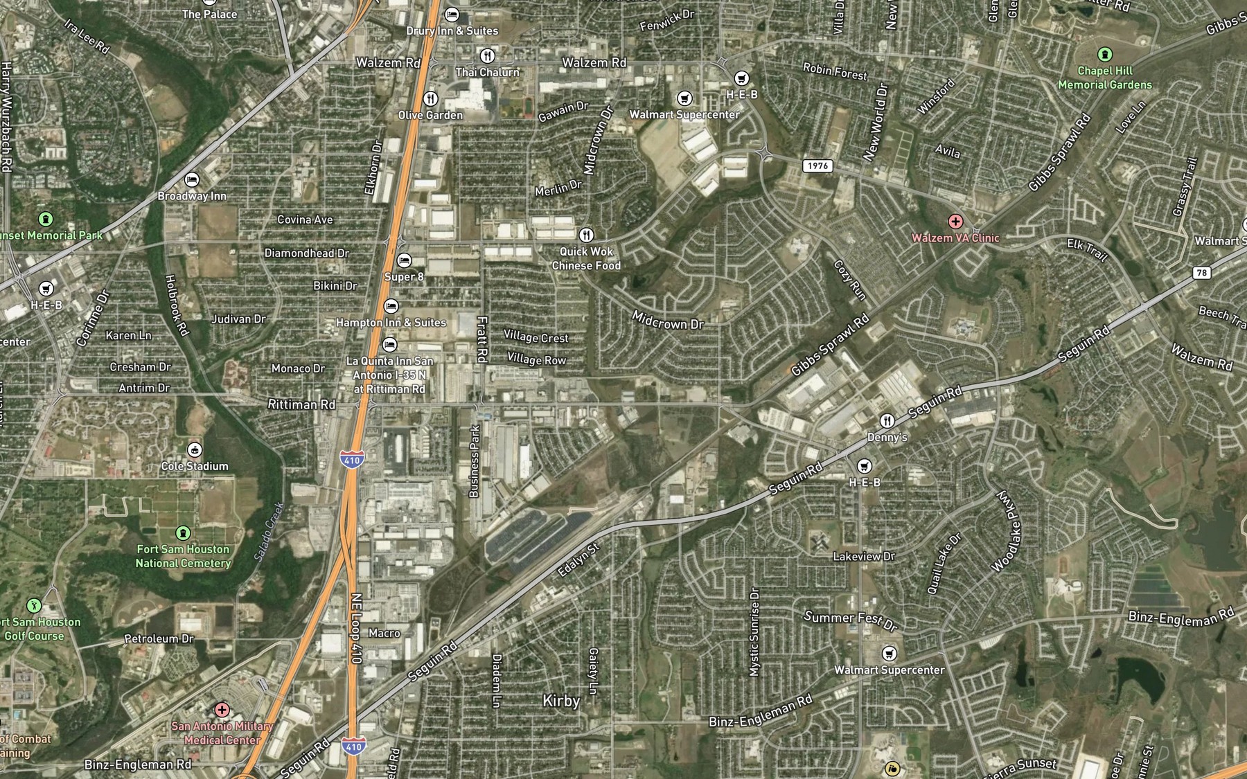 Satellite map of the Camelot Development Lake