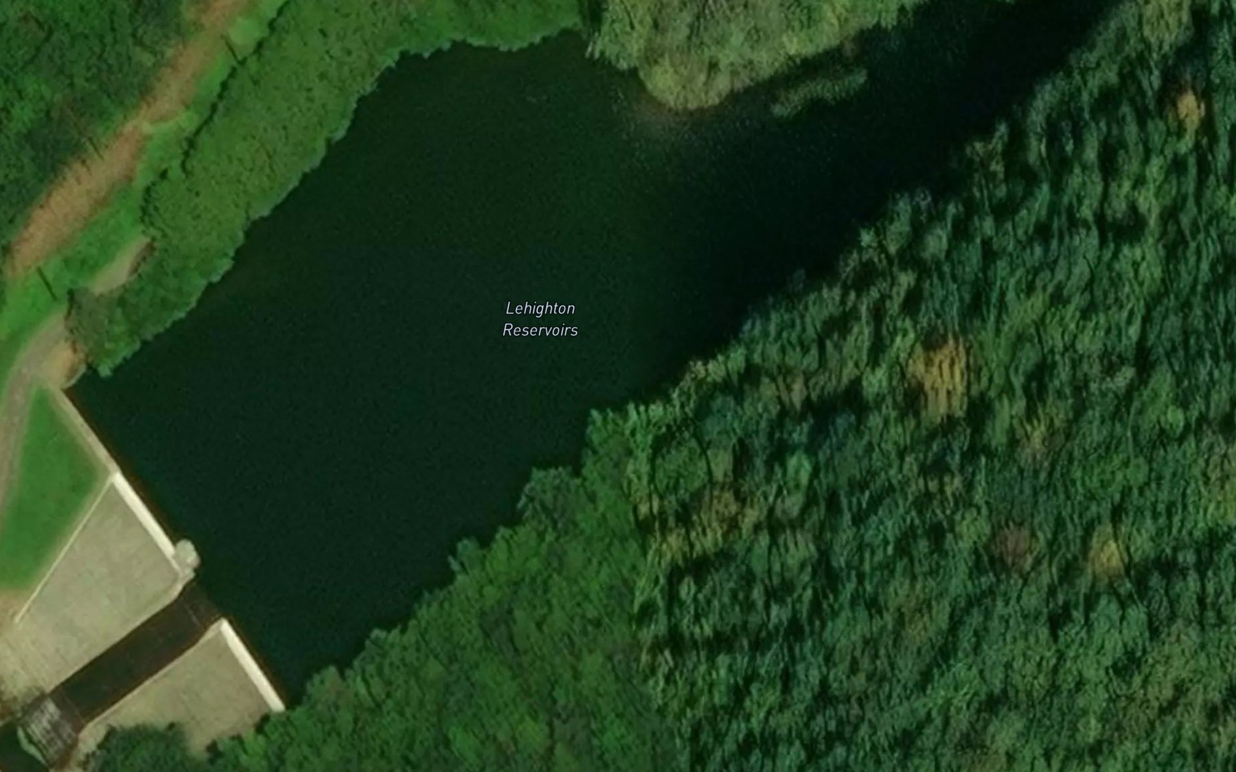 Satellite map of the Lehighton Reservoirs