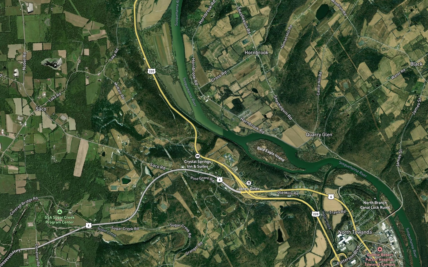 Satellite map of the Hemlock Run