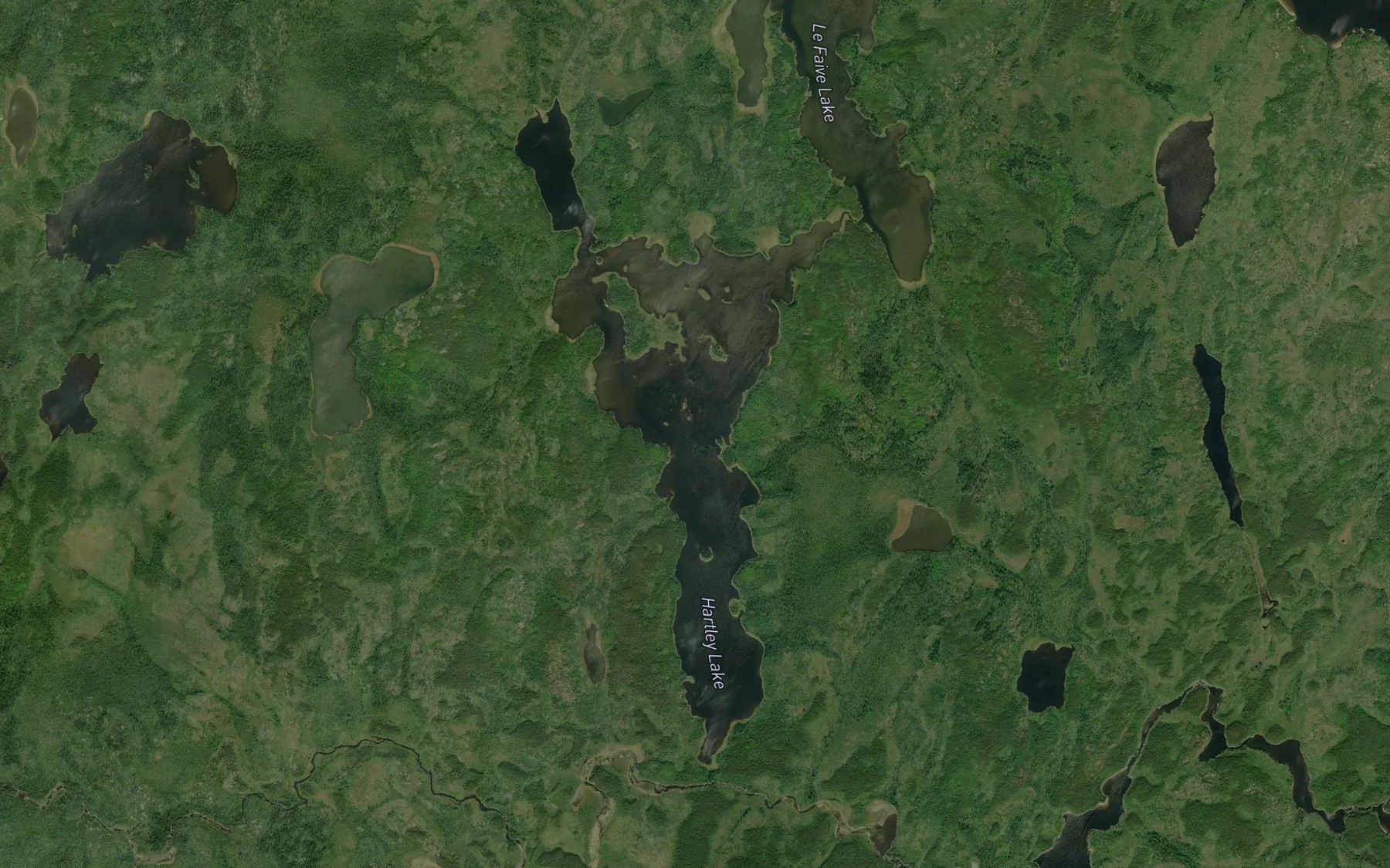 Satellite map of the Hartley Lake