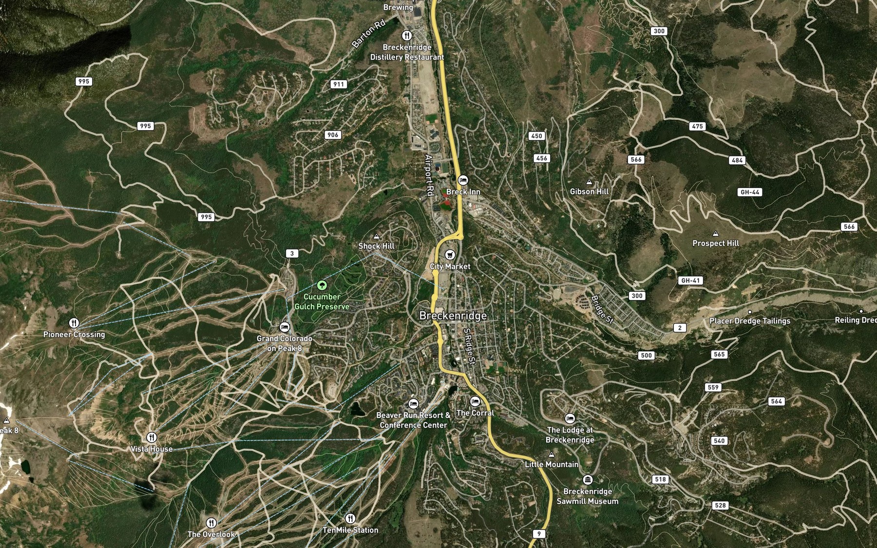 Satellite map of the Cucumber Creek