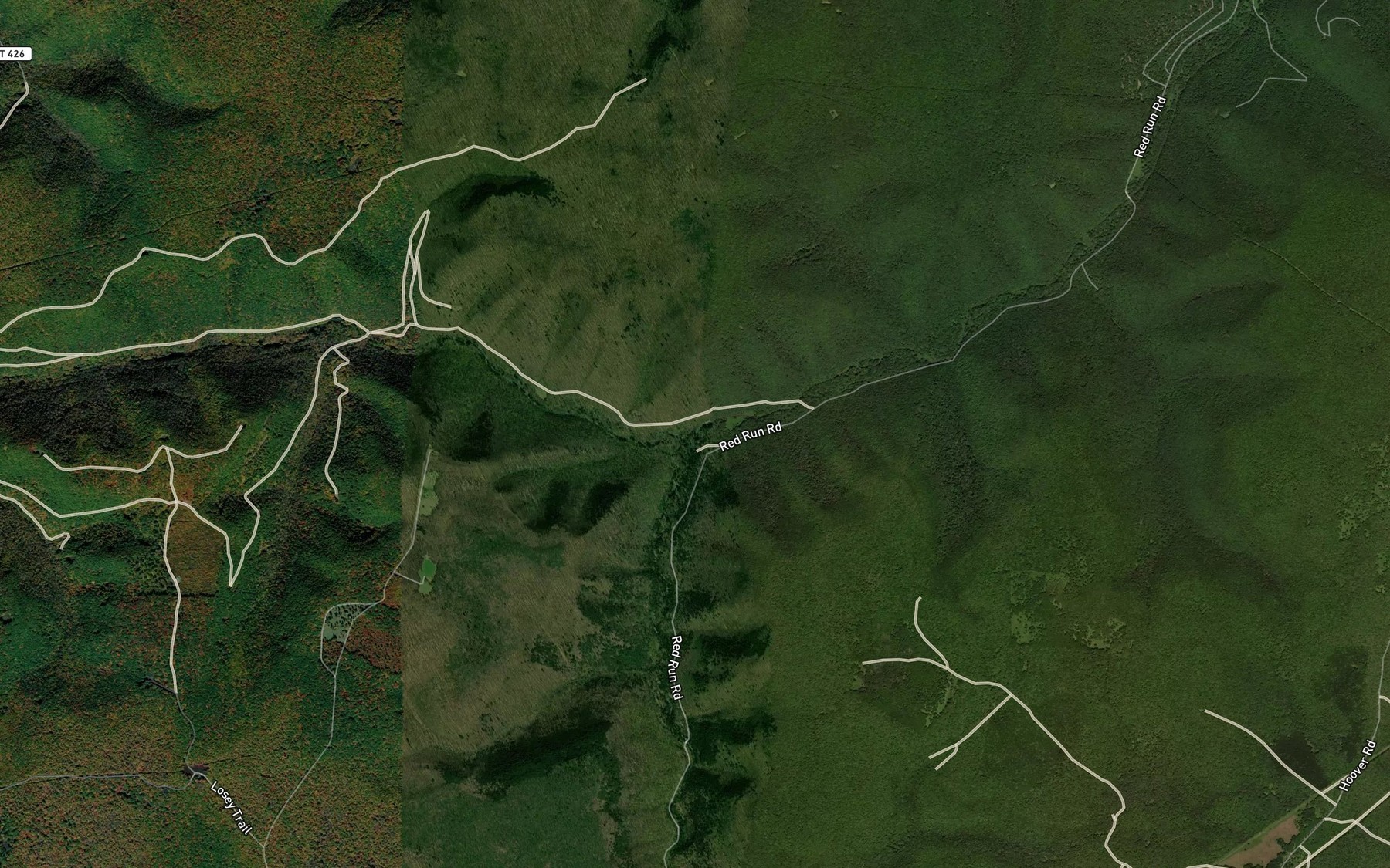 Satellite map of the Red Run