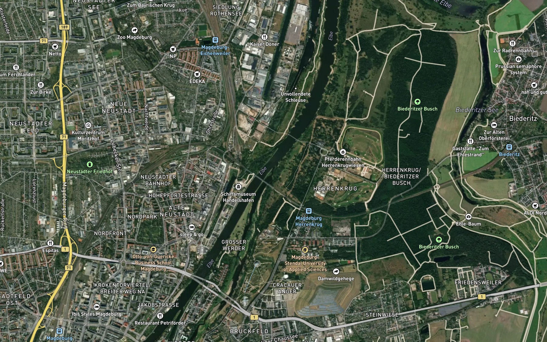 Satellite map of the Alte Elbe