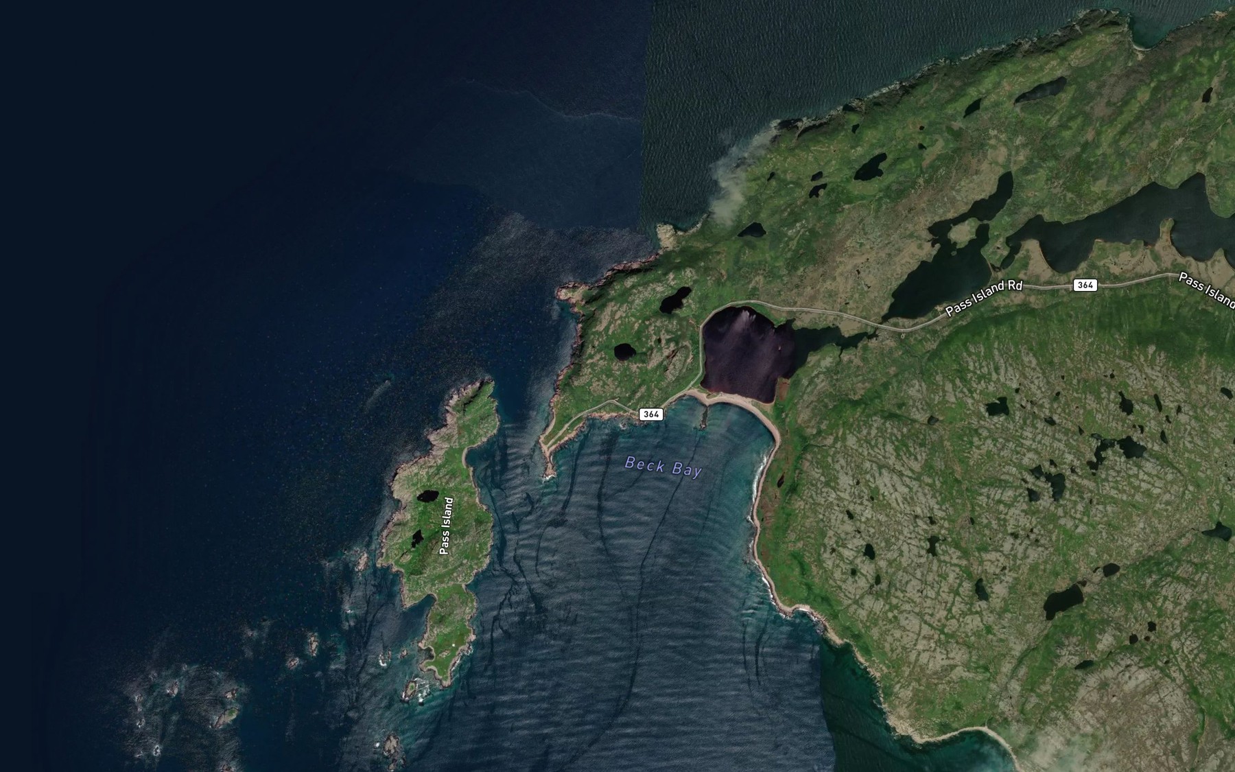 Satellite map of the Beck Bay