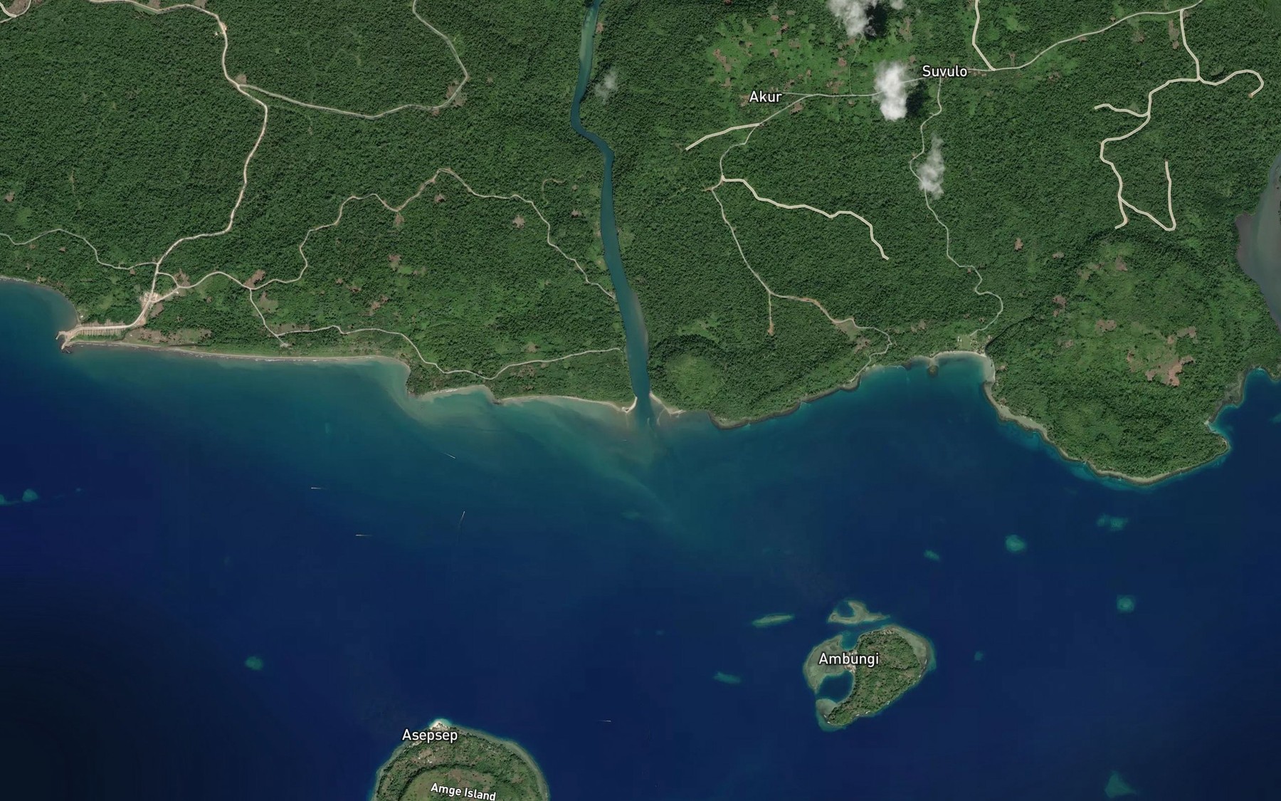 Satellite map of the Andru River