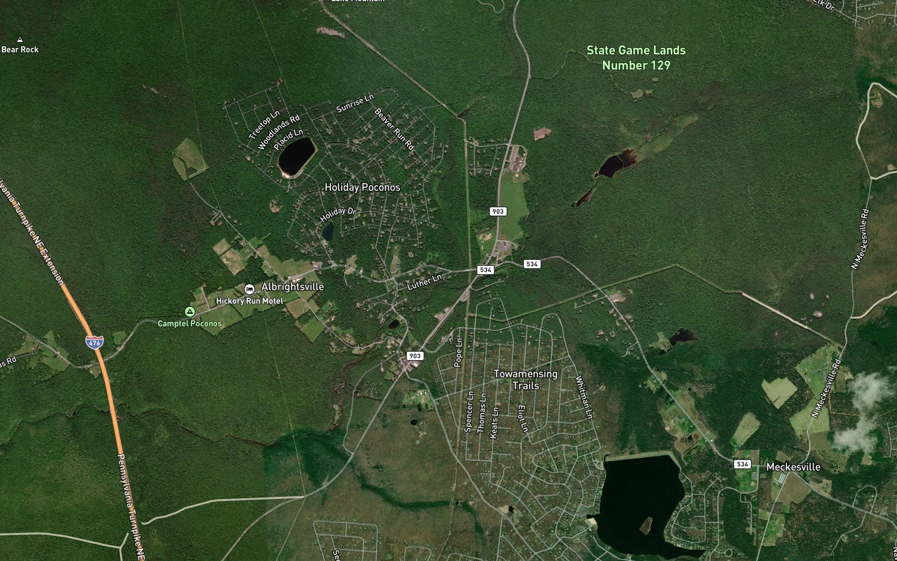 Satellite map of the Swamp Run