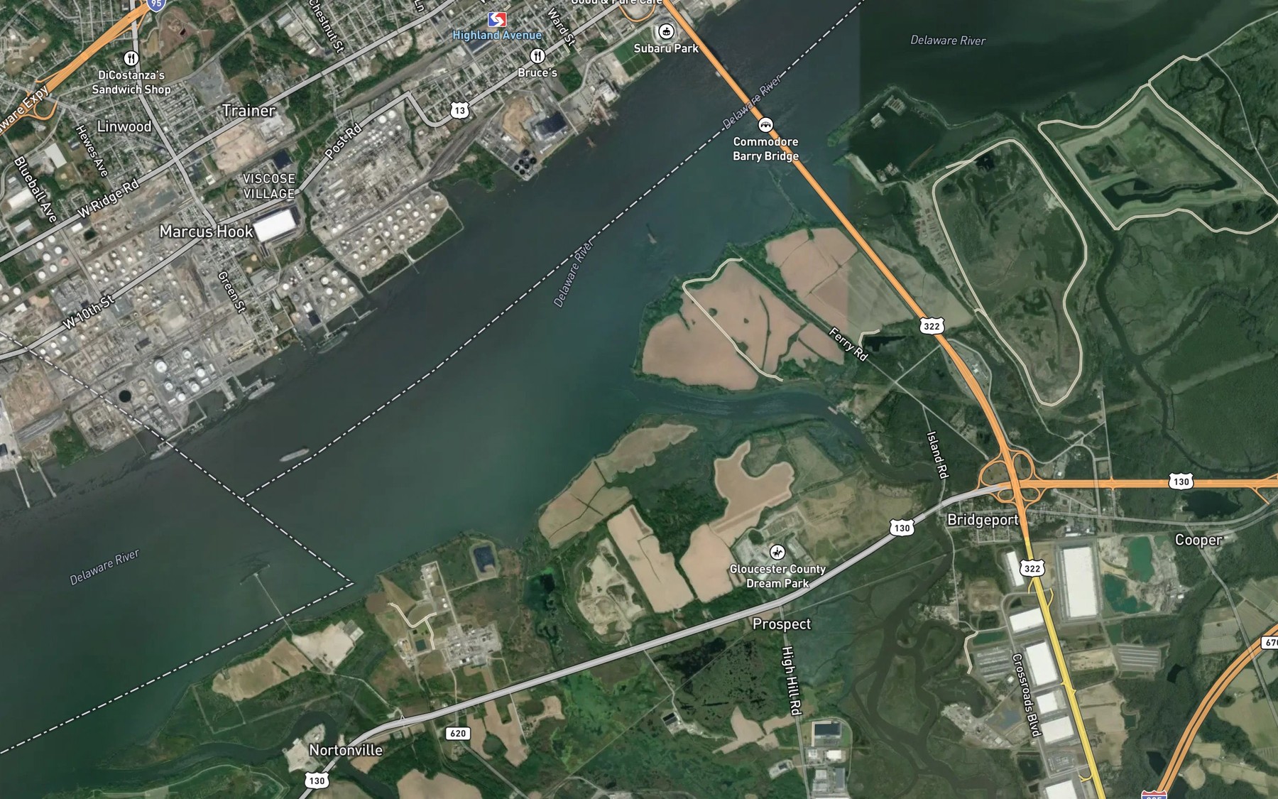 Satellite map of the Raccoon Creek
